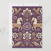 印刷可能な紫と金ゴールドスカンジナビアフォークアート 招待状 (正面)