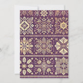 印刷可能な紫と金ゴールドスカンジナビア冬 招待状 (裏面)