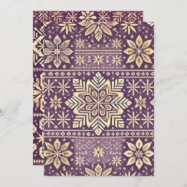 印刷可能な紫と金ゴールドスカンジナビア冬 招待状