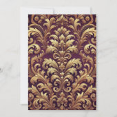印刷可能な紫と金ゴールドビクトリアンのダマスクパターン 招待状 (正面)