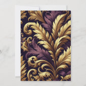 印刷可能な紫と金ゴールドビクトリアンのダマスクパターン 招待状 (裏面)