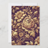 印刷可能な紫と金ゴールドビクトリアンの花のパターン 招待状 (正面)