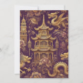 印刷可能な紫と金ゴールドビクトリアンChinoiserie 招待状 (正面)