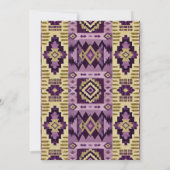印刷可能な紫と金ゴールドボホアステカジオパターン 招待状 (裏面)