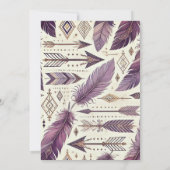 印刷可能な紫と金ゴールドボホアローズ&フェザー 招待状 (裏面)