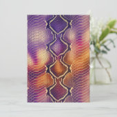 印刷可能な紫&金ゴールドスネークスキンスクラップブック紙 招待状 (スタンド正面)