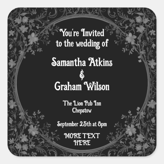 印刷可能な結婚式招待状テンプレート スクエアシール (正面)