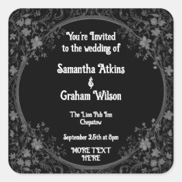 印刷可能な結婚式招待状テンプレート スクエアシール