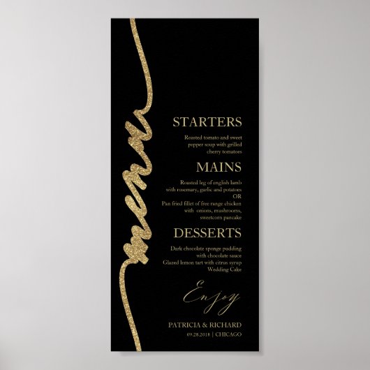 印刷可能な結婚4x9のプレート用メニューカード ポスター (正面)