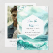 印刷可能な航海の自然結婚 セーブザデート (正面/裏面)