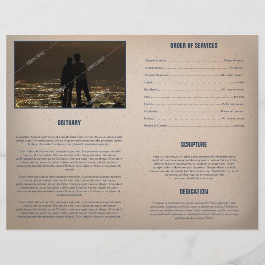 印刷可能な葬儀プログラムテンプレートパンフレット チラシ (裏面)
