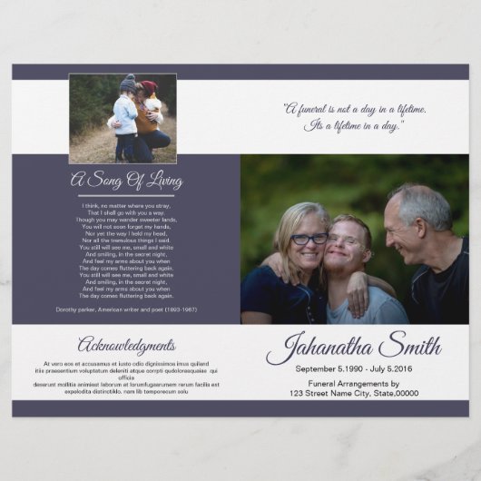 印刷可能な葬儀プログラムテンプレート (正面)