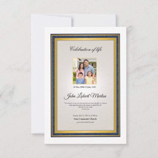 印刷可能な葬儀プログラムテンプレート 招待状 (正面)