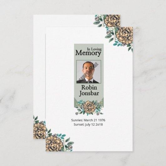 印刷可能な葬儀祈りの言葉カード エンクロージャーカード (正面/裏面)