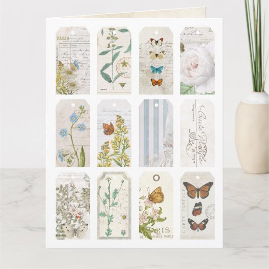 印刷可能な蝶ジャンクジャーナルのラベルとページ カード (正面)