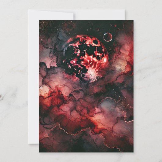 印刷可能な血ムーングローアルコールインクスクラップブック 招待状 (裏面)