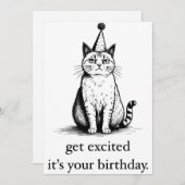 印刷可能な誕生日カーおもしろいド、Cat誕生日 シーズンカード (正面/裏面)