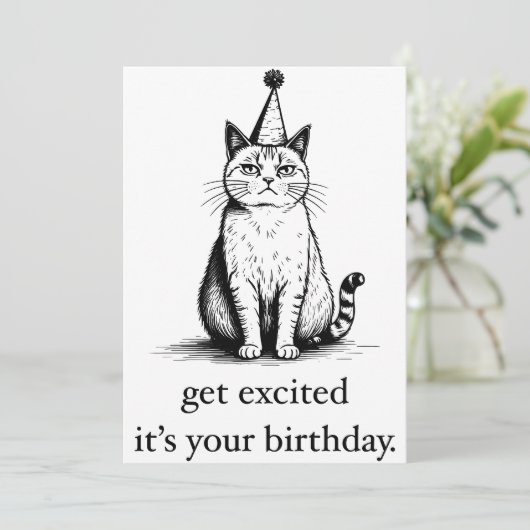 印刷可能な誕生日カーおもしろいド、Cat誕生日 シーズンカード (スタンド正面)