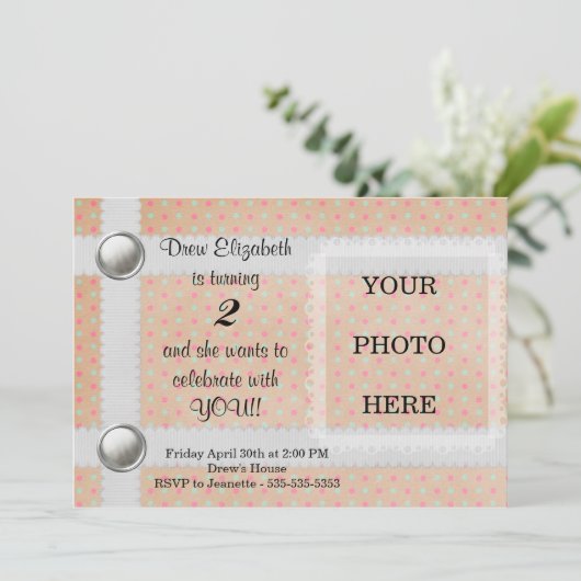 印刷可能な誕生日招待状-カスタマイズ可能 招待状 (スタンド正面)