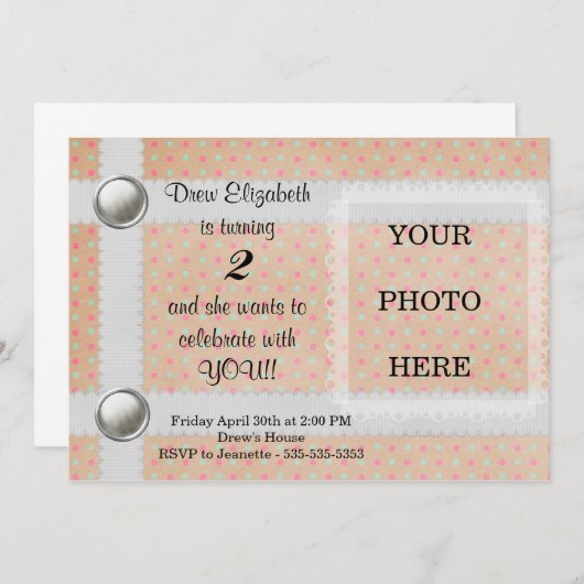 印刷可能な誕生日招待状-カスタマイズ可能 招待状 (正面/裏面)