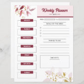 印刷可能な週次プランナーテンプレート (正面/裏面)