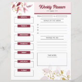 印刷可能な週次プランナーテンプレート (正面)