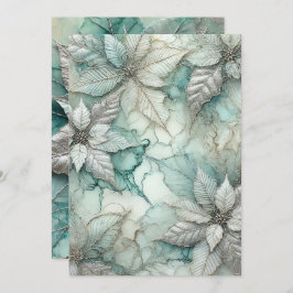 印刷可能な銀フロステッドアルコールインクポインセチア 招待状