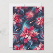 印刷可能な銀河系ポインセチア模様ペーパークラフト 招待状 (正面)