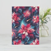 印刷可能な銀河系ポインセチア模様ペーパークラフト 招待状 (スタンド正面)