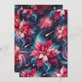 印刷可能な銀河系ポインセチア模様ペーパークラフト 招待状