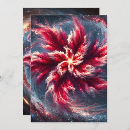 印刷可能な銀河系ポインセチア紙 招待状 (正面/裏面)