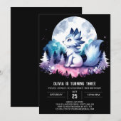 印刷可能な魅惑オオカミ誕生日 招待状 (正面/裏面)