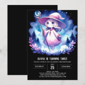 印刷可能な魔法ウィザード誕生日 招待状 (正面/裏面)