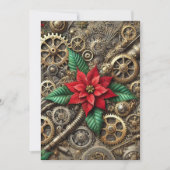 印刷可能なSteampunkパイプ&ポインセチア付きギア 招待状 (正面)