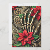 印刷可能なSteampunk手の骨とポインセチア 招待状 (裏面)