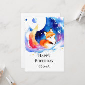 印刷可能ウッドランドキツネ誕生日 カード (正面/裏面インサイチュ)