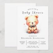 印刷可能エレガントなクマの赤ちゃんシャワー 招待状 (正面/裏面)