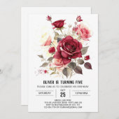 印刷可能カスタムなフローラ誕生日 招待状 (正面/裏面)