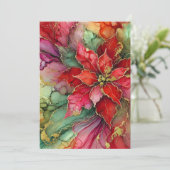 印刷可能カラフル抽象芸術アルコールインクポインセチア 招待状 (スタンド正面)