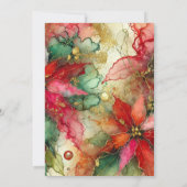 印刷可能カラフル抽象芸術アルコールインクポインセチア 招待状 (裏面)