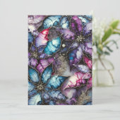 印刷可能カラフル銀河系アルコールインクポインセチア 招待状 (スタンド正面)