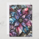 印刷可能カラフル銀河系アルコールインクポインセチア 招待状 (裏面)