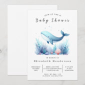 印刷可能スタイリッシュなクジラの赤ちゃんシャワー 招待状 (正面/裏面)