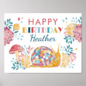 印刷可能ディスコガーデンパーティーハッピーバースデー標識 ポスター (正面)