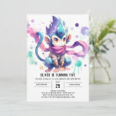 印刷可能ハッピーモンキー誕生日 招待状 (スタンド正面)