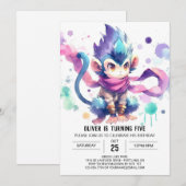 印刷可能ハッピーモンキー誕生日 招待状 (正面/裏面)