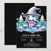 印刷可能パステルウィザード誕生日 招待状 (正面/裏面)