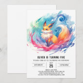 印刷可能ボヘミアキツネ誕生日 招待状 (正面/裏面)