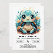 印刷可能ボホハッピートルボーイ誕生日 招待状 (正面/裏面)