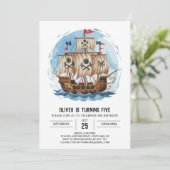 印刷可能ボートジョリーロジャーパイレーツ誕生日 招待状 (スタンド正面)